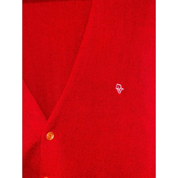 Christian Dior Vintage V-Neck Cardigan Red Sweater Men's Size Large - Picture 5 of 11